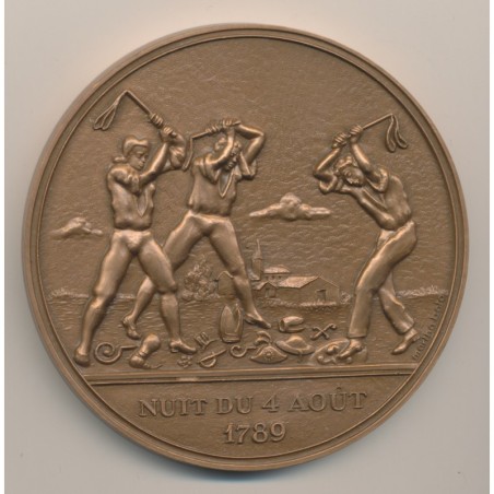 Médaille - Nuit du 4 aout 1789 - Bicentenaire de la révolution Française - bronze - 77mm - SUP