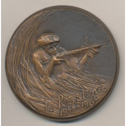 Médaille - 40e anniversaire les débarquements - la résistance 1944-1984 - bronze - 77mm - SUP 2