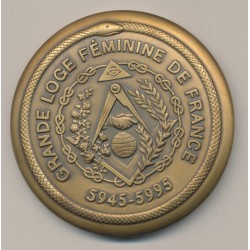 Médaille - Grande loge féminine de France - 1945-1995 - bronze - 65mm - Labouret N°857 - SUP