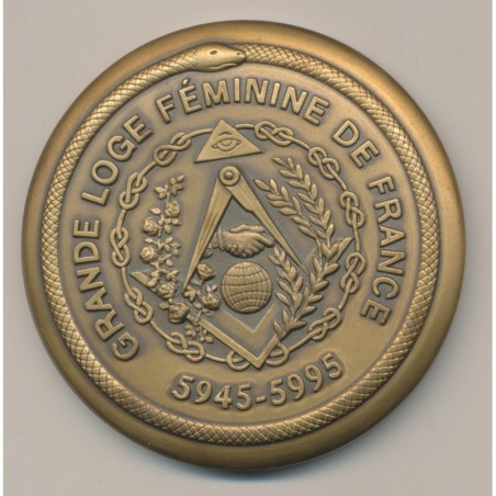 Médaille - Grande loge féminine de France - 1945-1995 - bronze - 65mm - Labouret N°857 - SUP