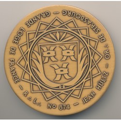 Médaille - 550e anniversaire de l'achèvement des travaux de Jean Hultz - Orient de Strasbourg - 1439-1989 - 70mm - SUP 2