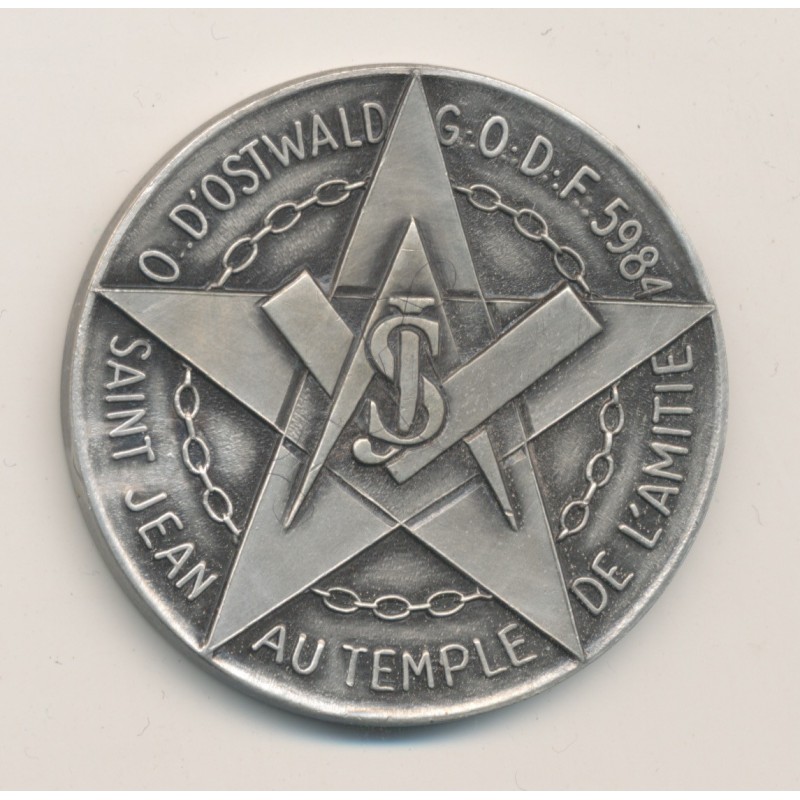 Médaille - Orient d'Ostwald - St jean du temple de l'amitié - bronze argenté - 40mm - SPL