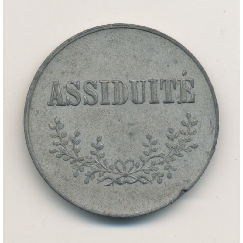 Jeton - Les élus d'Hiram - assiduité - Orient de Paris - zinc 26mm - TTB