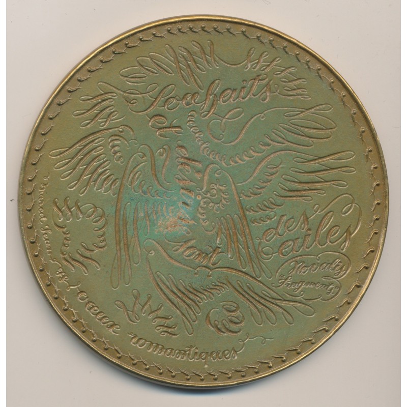 Médaille - Souhaites sont des ailes - Voeux romantiques - Jean Marcel - bronze - 100mm - 1979 - TTB+