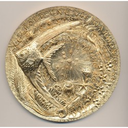 Médaille - Voeux les plus vifs - 1977 - nature/animaux - D.Ponce - bronze 100mm - SPL 2