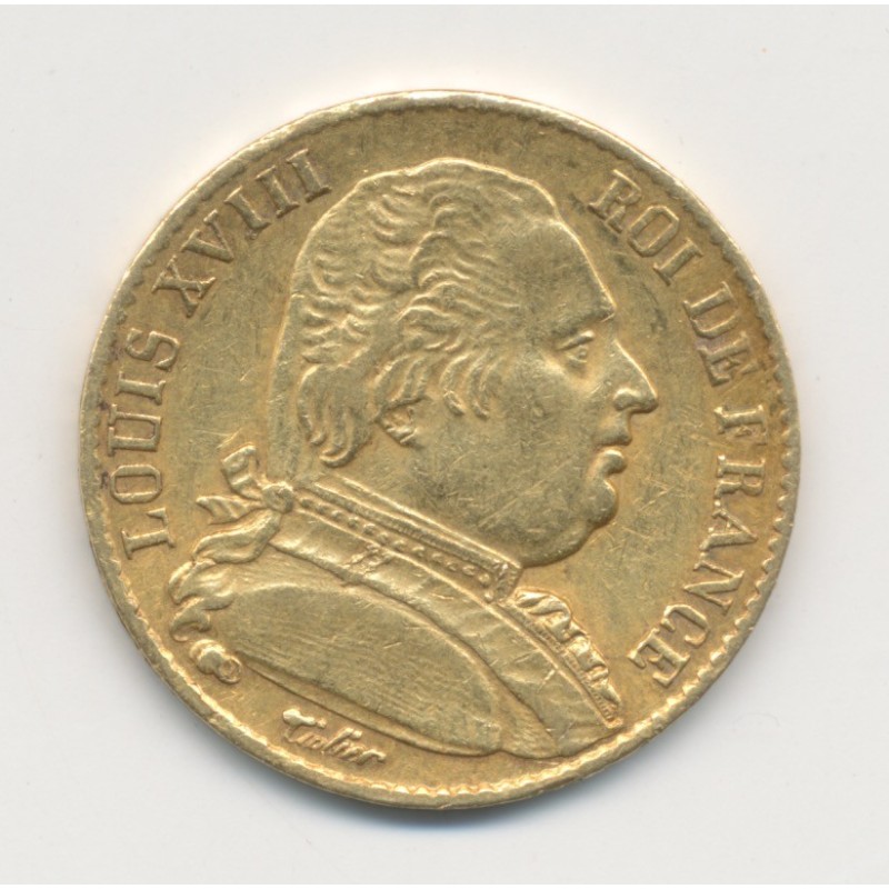 Louis XVIII - 20 Francs Or - 1814 K Bordeaux - Buste habillé - TTB+