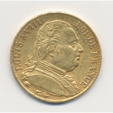 Louis XVIII - 20 Francs Or - 1814 K Bordeaux - Buste habillé - TTB+