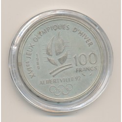 100 Francs - JO Albertville 1992 - Ski alpin 1989 - argent - SPL 2