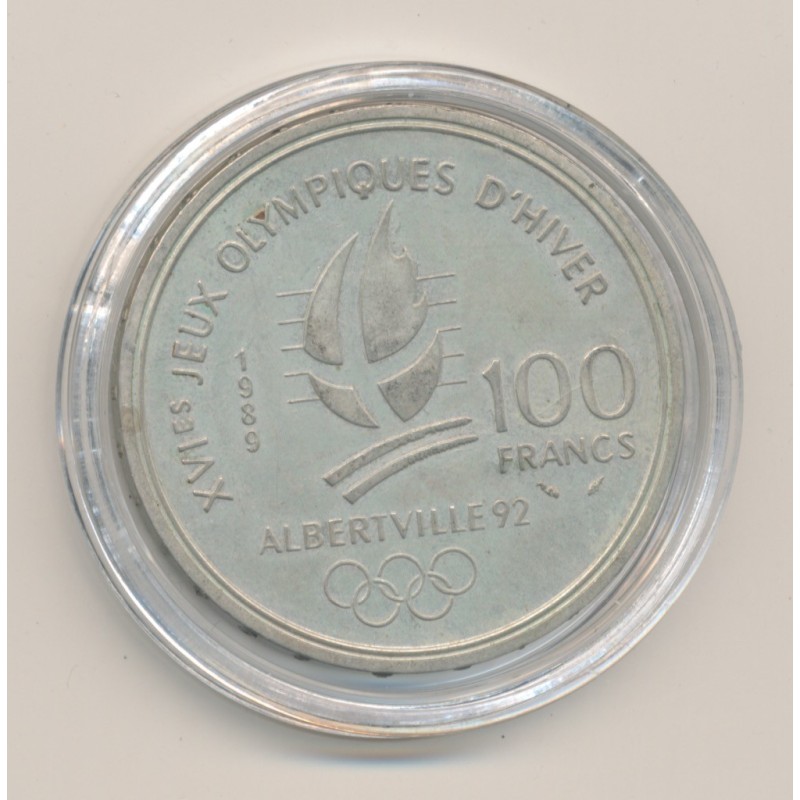 100 Francs - JO Albertville 1992 - Ski alpin 1989 - argent - SPL