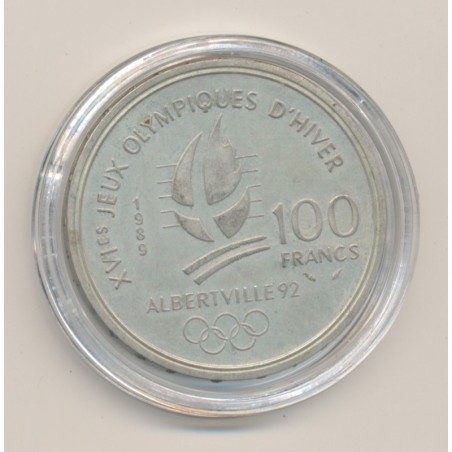 100 Francs - JO Albertville 1992 - Ski alpin 1989 - argent - SPL