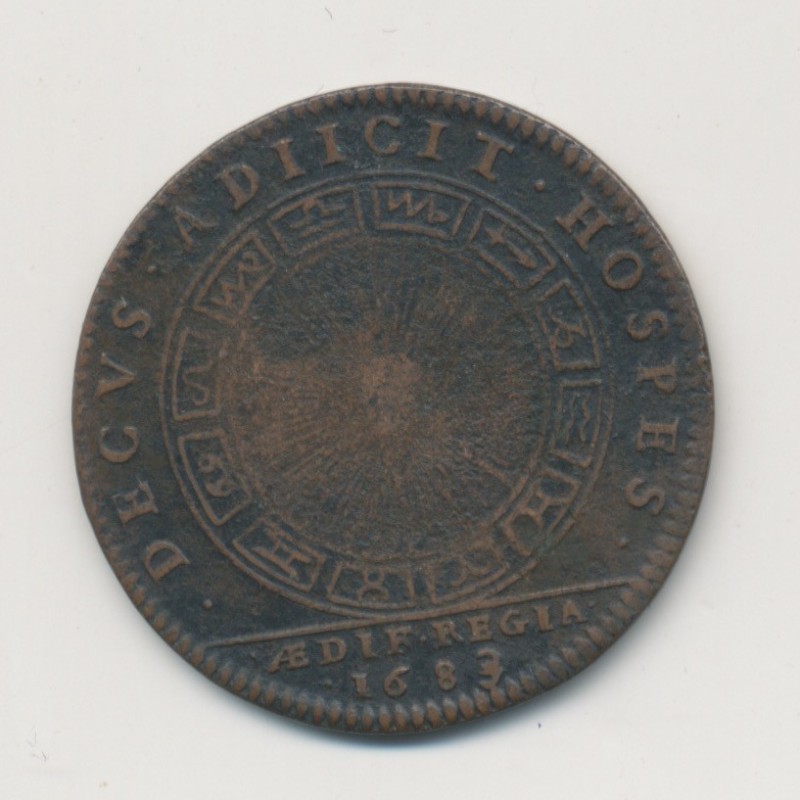 Jeton - Louis XIV - Batiments du roi - 1683 - cuivre - TB
