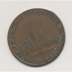 Jeton - Ville de nancy - 1729 - Duché de Lorraine - cuivre - TTB