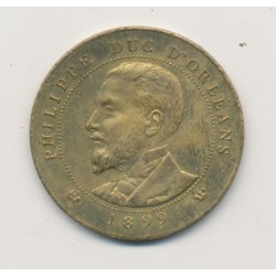 Médaille - Philippe duc d'Orléans - 1899 - module 10 centimes - laiton - TTB+