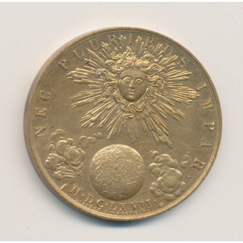 Médaille - Louis XIV - Soleil et devise - 1667 - refrappe -33mm - SUP