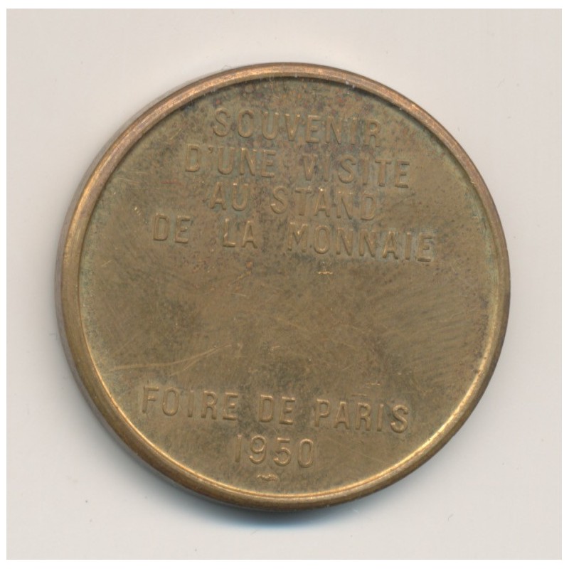 Médaille - Foire de Paris 1950 - laiton 32mm - SUP