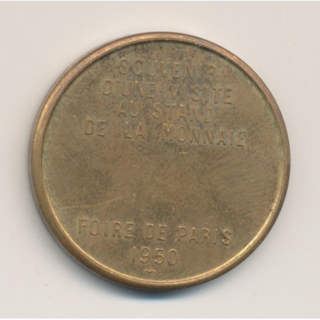 Médaille - Foire de Paris 1950 - laiton 32mm - SUP
