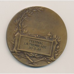 Médaille - La musique - Festival la Tremblade - 1948 - bronze 46mm - TTB+ 2