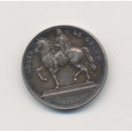 Médaille - Rétablissement statue équestre Louis XIV à Lyon 1825 - argent 15mm - TTB+