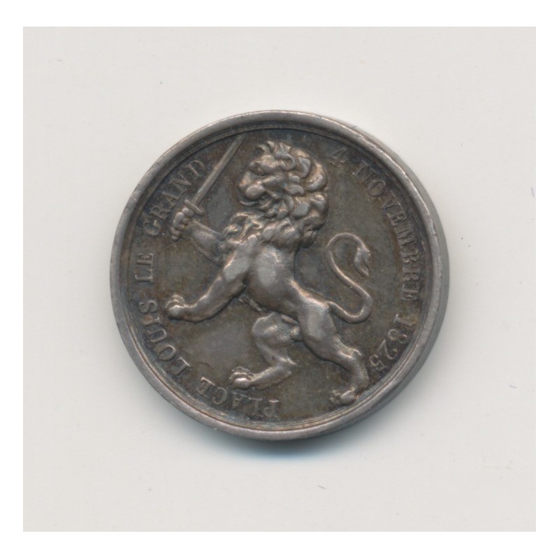 Médaille - Rétablissement statue équestre Louis XIV à Lyon 1825 - argent 15mm - TTB+