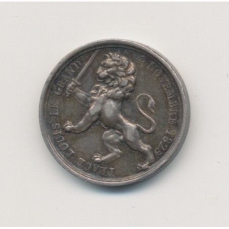Médaille - Rétablissement statue équestre Louis XIV à Lyon 1825 - argent 15mm - TTB+