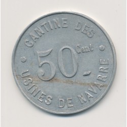 Evreux - 50 Centimes Cantines des Usines de navarre - uniaxe alu rond - TTB+