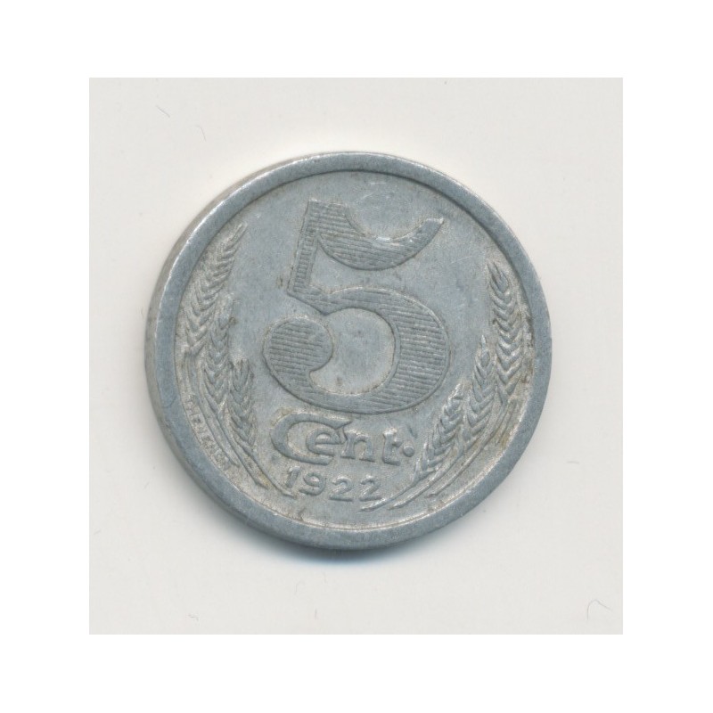 5 Centimes 1922 - Chambre commerce eure et loir - alu rond 19mm - TTB+