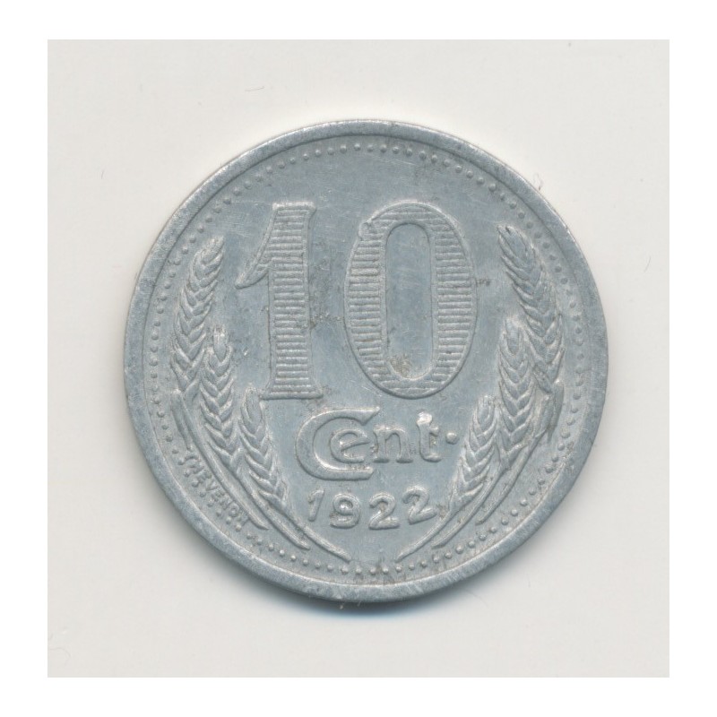 10 Centimes 1922 - Chambre commerce eure et loir - alu rond 22.5mm - TTB