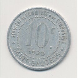 10 Centimes 1920 - St Gaudens - syndicat du commerce - alu rond 27mm - TTB+