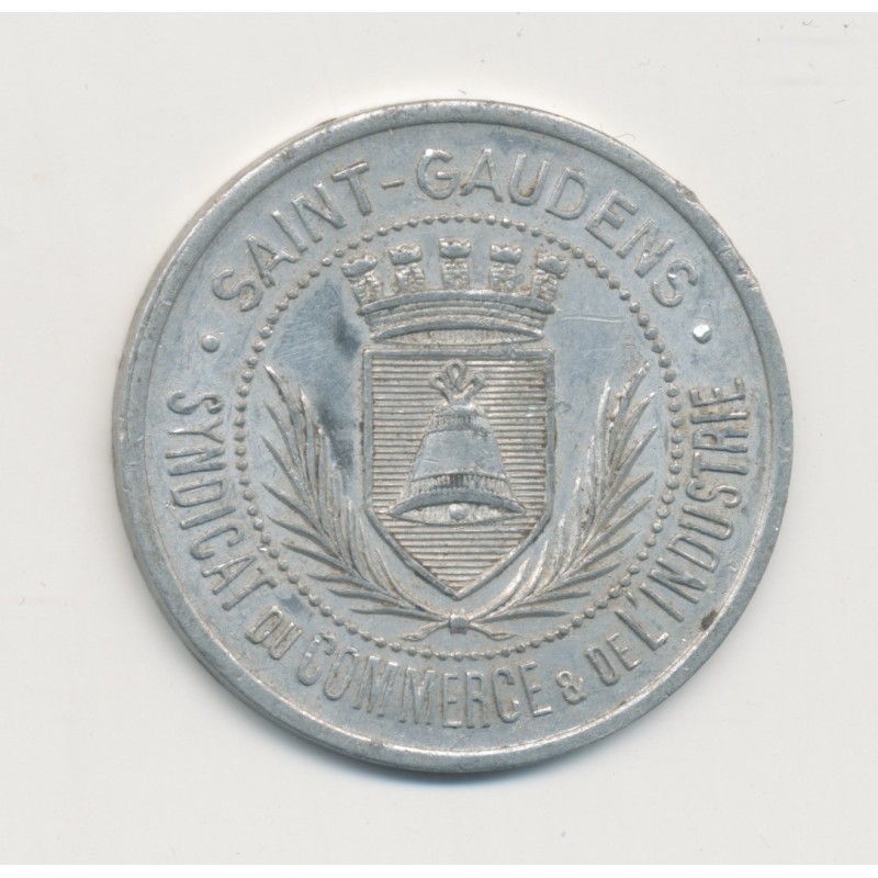 25 Centimes 1920 - St Gaudens - syndicat du commerce - alu rond 30mm - TTB