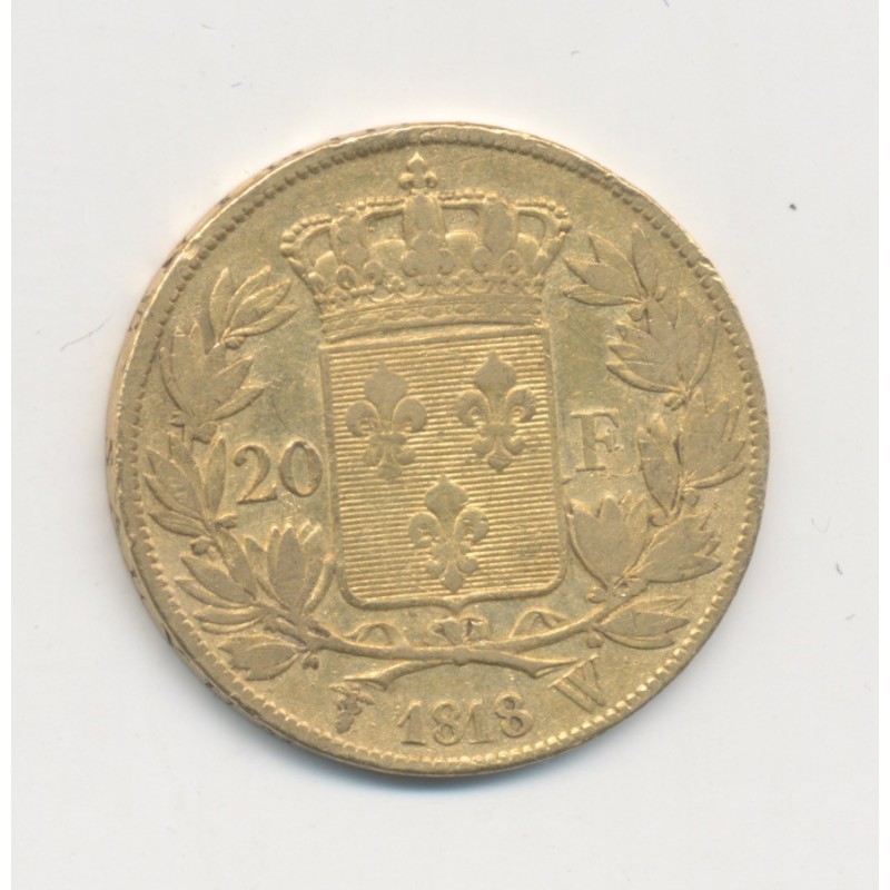 Louis XVIII - 20 Francs Or - 1818 W Lille - Buste nu - TB