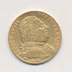 Louis XVIII - 20 Francs Or - 1815 A Paris - Buste habillé - TB