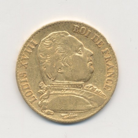 Louis XVIII - 20 Francs Or - 1815 A Paris - Buste habillé - TB