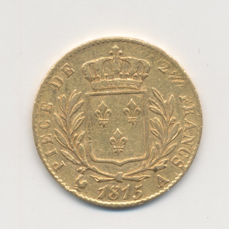Louis XVIII - 20 Francs Or - 1815 A Paris - Buste habillé - TB