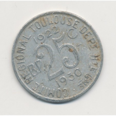 25 Centimes Union Latine - 1922-1930 - Toulouse - alu rond - TTB