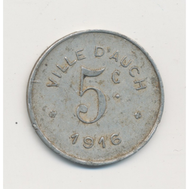 5 Centimes 1916 - Auch - Alu rond - TTB
