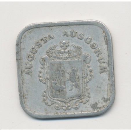 25 Centimes 1916 - Auch - Alu carré 27mm - TTB