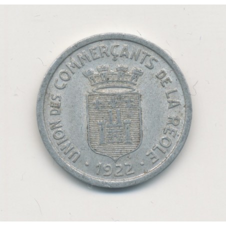 5 Centimes 1922 - Union commerçants - la Réole - alu rond - TTB+