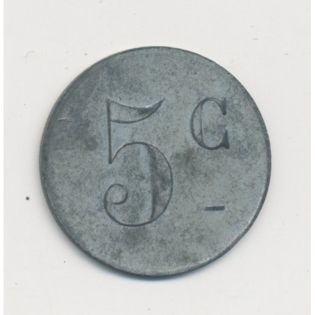 5 Centimes coopérative des démobilisés - Béziers - zinc rond 21,5mm - TTB