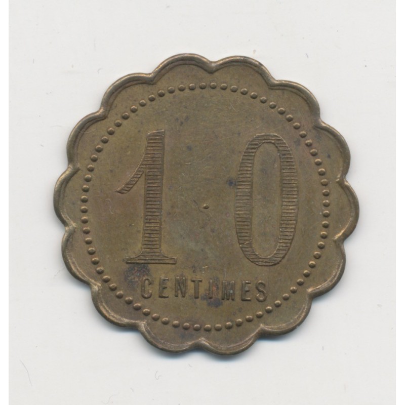 10 Centimes la solidarité - Béziers - fourneaux populaires - laiton rond 25,5mm - TTB+