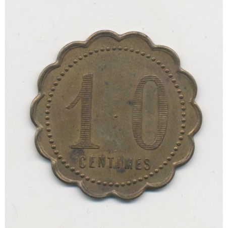 10 Centimes la solidarité - Béziers - fourneaux populaires - laiton rond 25,5mm - TTB+