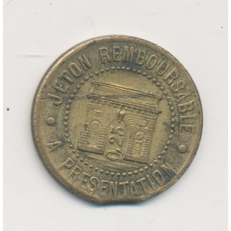 25 Centimes syndicat alimentation du gros - 1922 - Herault - laiton rond - TTB