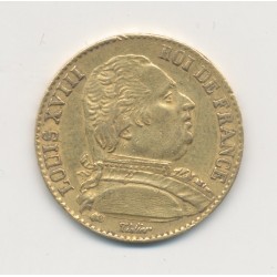 Louis XVIII - 20 Francs Or - 1814 A Paris - Buste habillé - TB+