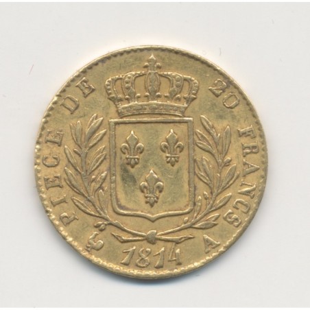 Louis XVIII - 20 Francs Or - 1814 A Paris - Buste habillé - TB+