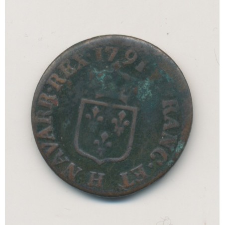 Louis XVI - Liard - 1791 H La Rochelle - cuivre - TB+