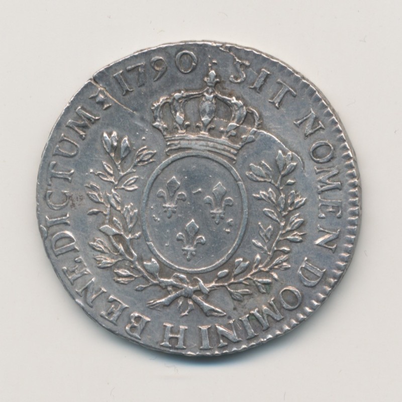Louis XVI - 1/2 écu aux lauriers - 1790 H La Rochelle - TTB/TTB+