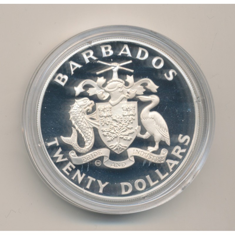 Barbades - 20 Dollars 1988 - saut haie - Jeux Olympiques 1988 - argent - FDC