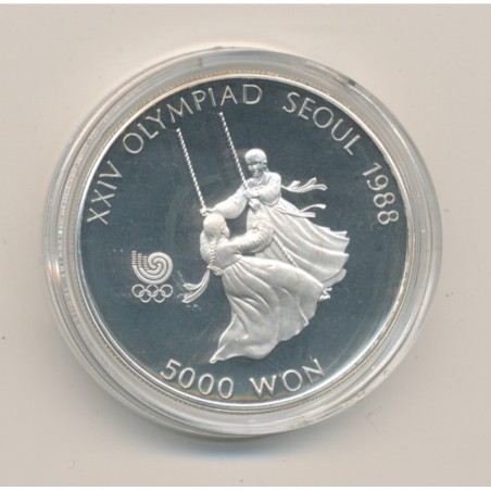 Corée - 5000 Won 1987 - danse - Jeux Olympiques 1988 - argent - FDC