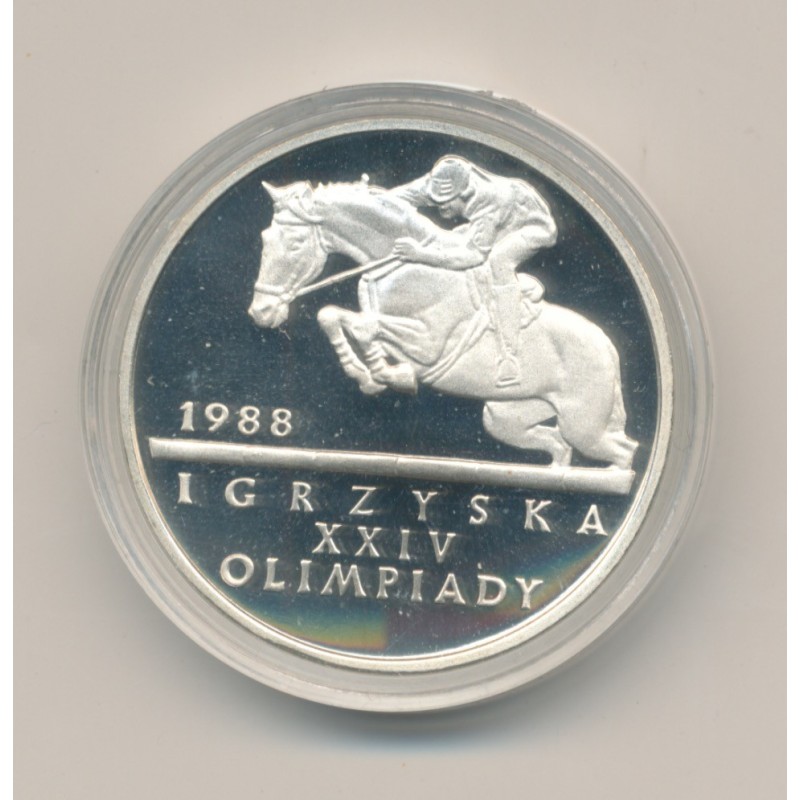 Pologne - 500 Zloty 1987 - saut à cheval - Jeux Olympiques 1988 - argent 16,5g - FDC