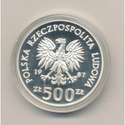 Pologne - 500 Zloty 1987 - saut à cheval - Jeux Olympiques 1988 - argent 16,5g - FDC 2