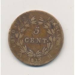 Colonies générales - 5 centimes 1827 H La rochelle - Charles X - TB 2